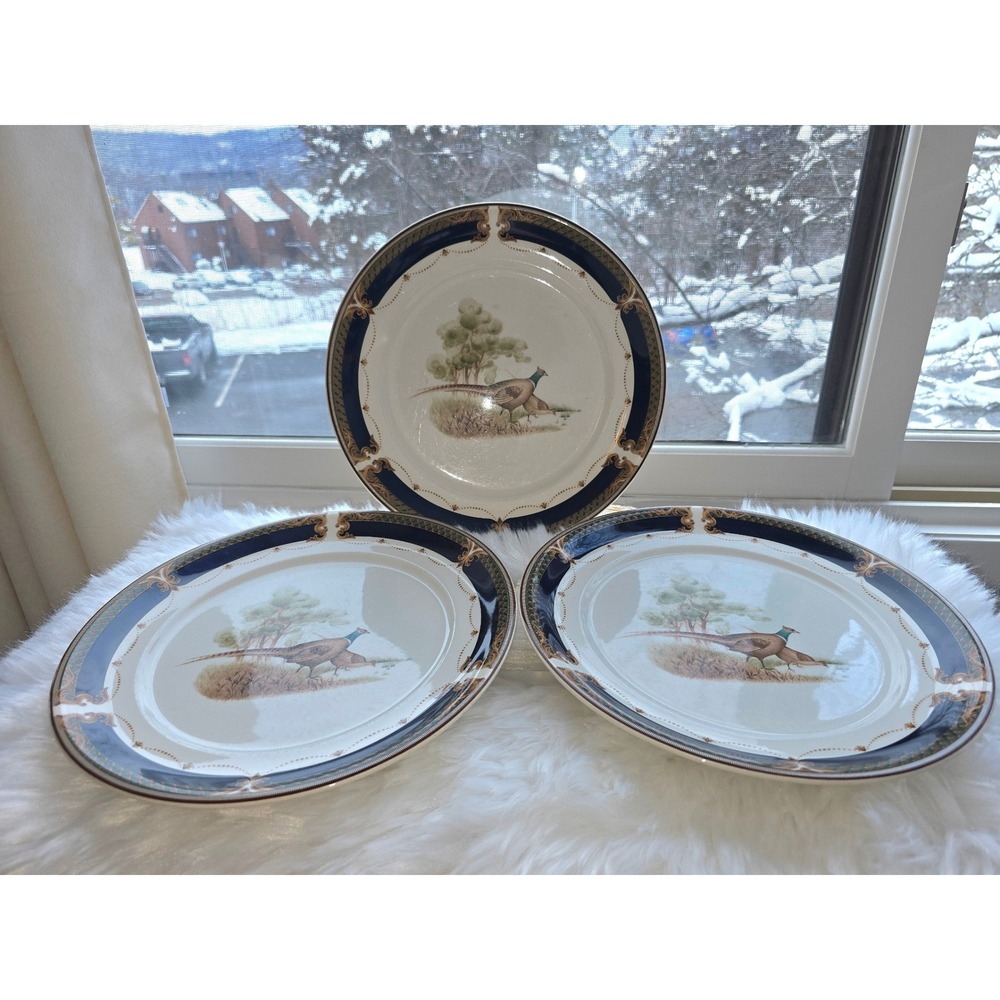 3 Noritake Keltcraft Ireland Tranquil Glen 9188 Pheasant Dinner Plates 10.5"